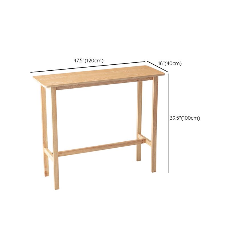 Modern Indoor Wood Top Rectangle Bar Stool Table with Footrest