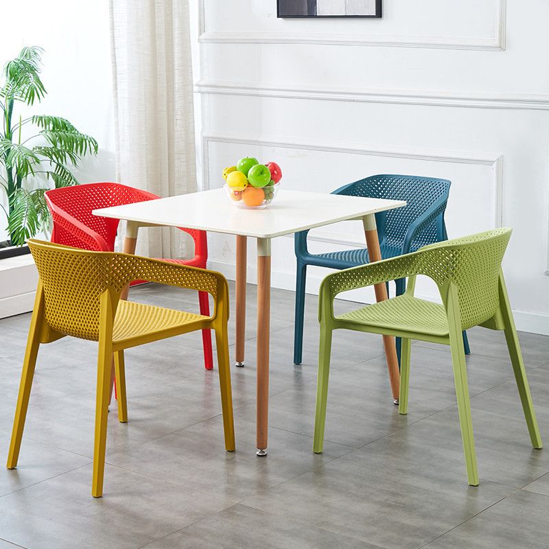 Contemporary Style Stackable Chair Kitchen Arm Chair with Plastic Legs