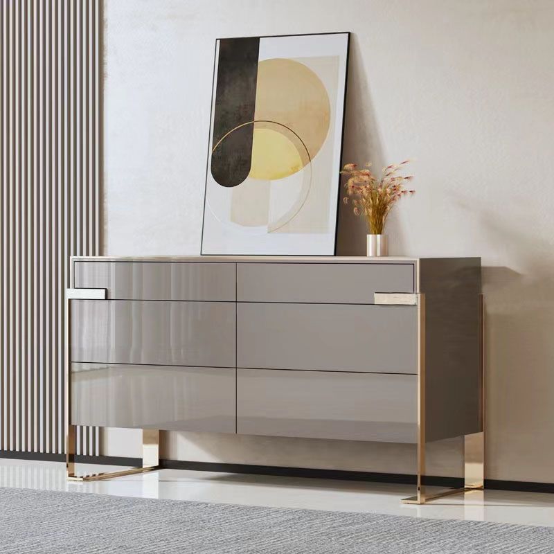 Modern Storage Double Dresser White/Gray Wood Dresser Drawers for Home