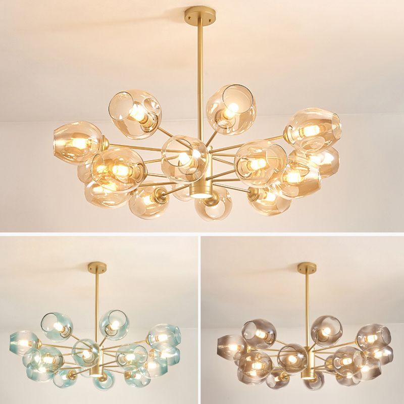 Luces de techo colgantes de vidrio de lámpara de Sputnik de lámpara moderna con cable colgante para sala de estar