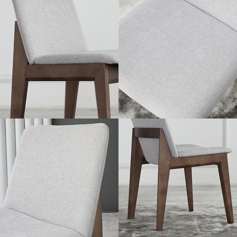 White Upholstered Dining Chairs Kitchen Dining Armless Chair with Wood Legs