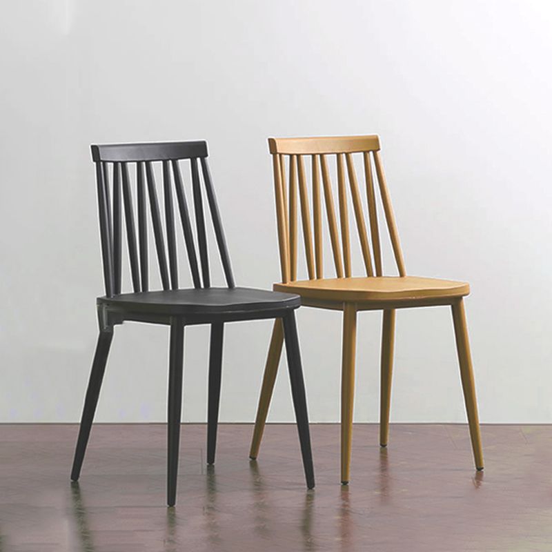Modern Style Chair Plastic Armless Dining Chair with Metal Base