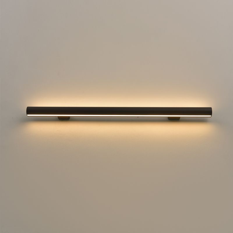 Linear Shape Metal Wall Light Modern 1 Light Wall Mounted Light Fixture in Black