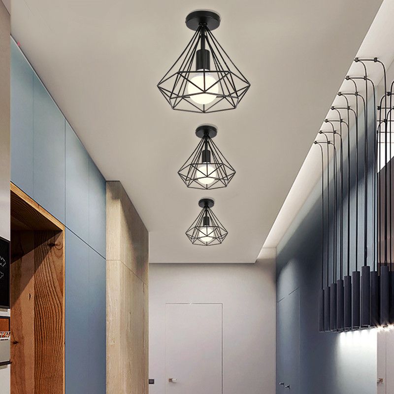 Industrial Style Geometry Shape Ceiling Light Metal 1 Light Ceiling Light for Restaurant