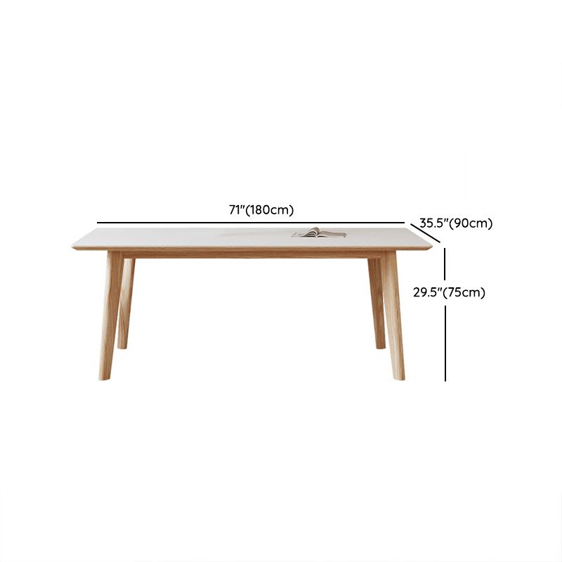 1/3/4/5 Pieces Rectangle Dining Set Sintered Stone Top Dining Table with Wooden Base