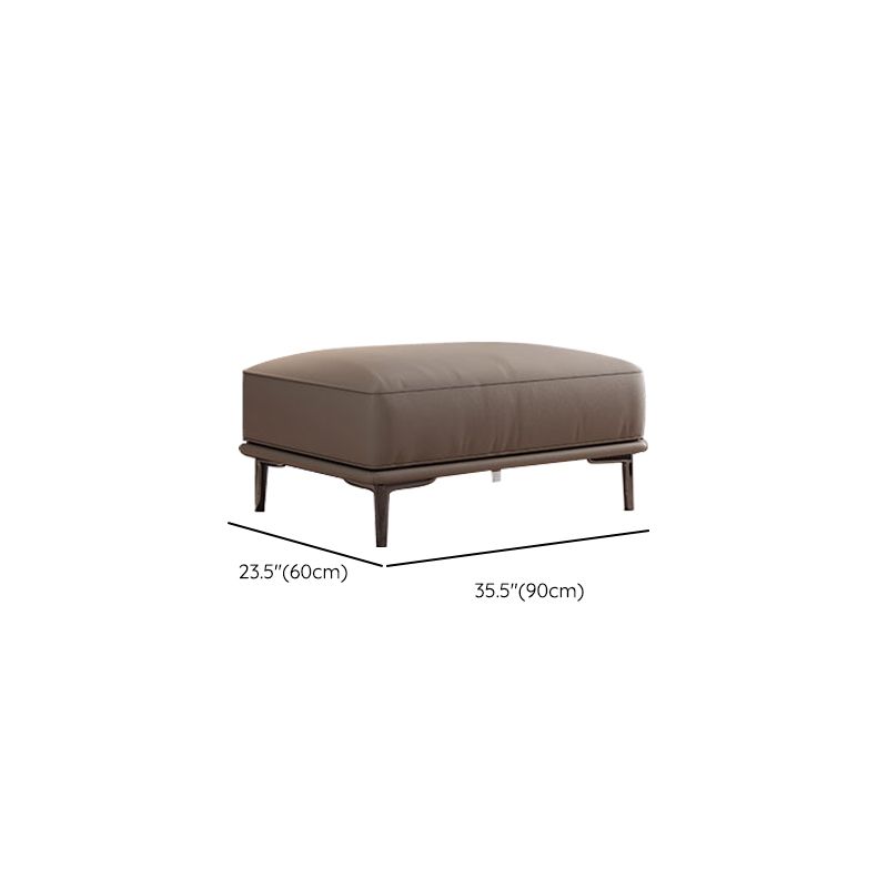 Mid Century Modern Genuine Leather White Pillows Square Arm Living Room Seating