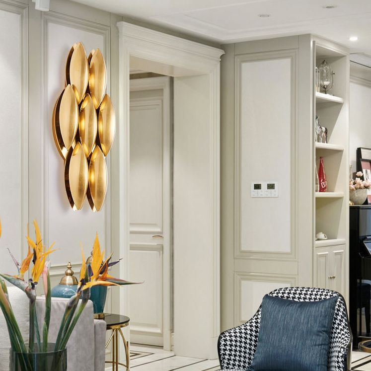 Brass Geometric LED Wall Sconce in Modern Luxury Style Wrought Iron Wall Lamp for Interior Spaces