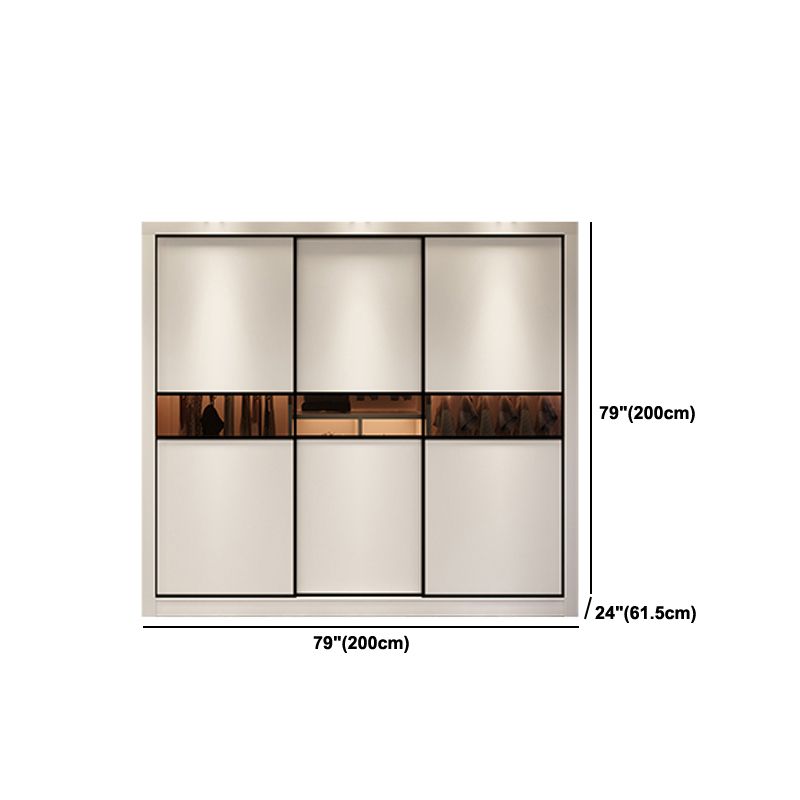 Engineered Wood Wardrobe Cabinet White Modern Wardrobe with Drawer
