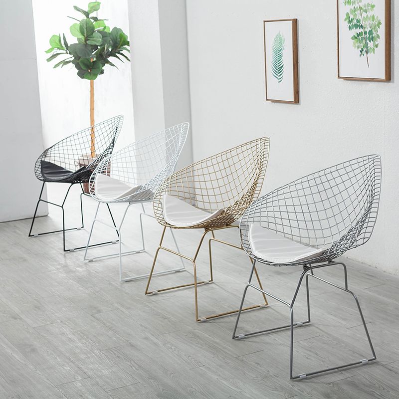Noordse stijl eetkamerstoel zonder armloze stoelen voor keuken met metalen benen
