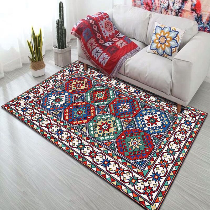 Boho Print Carpet Polyester Area Rug Stain Resistant Rug for Home Decoration