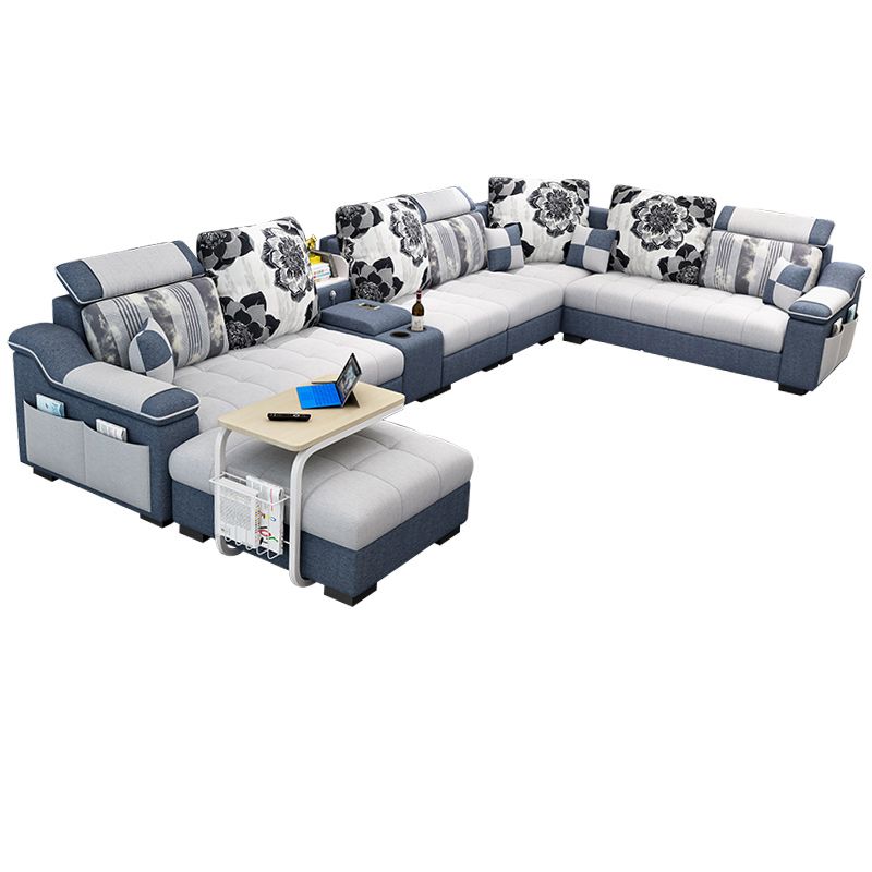 Sloped Arms Pillowed Back Cushions Sectionals Sofas for Living Room