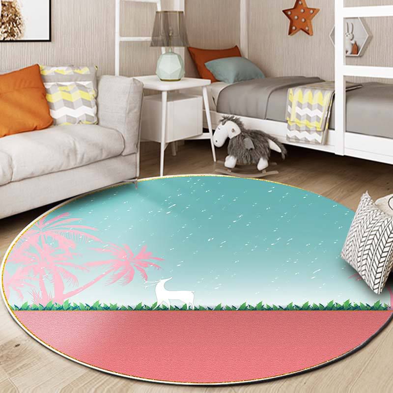 Green Modern Rug Polyester Cactus Area Rug Njon-Slip Backing Rug for Living Room