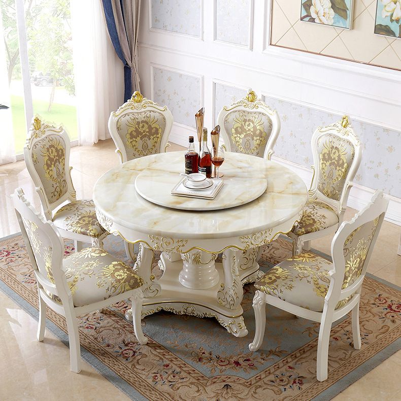 Mesa de comedor redonda de estilo victoriano Mesa de pedestal de madera maciza de madera maciza para comedor