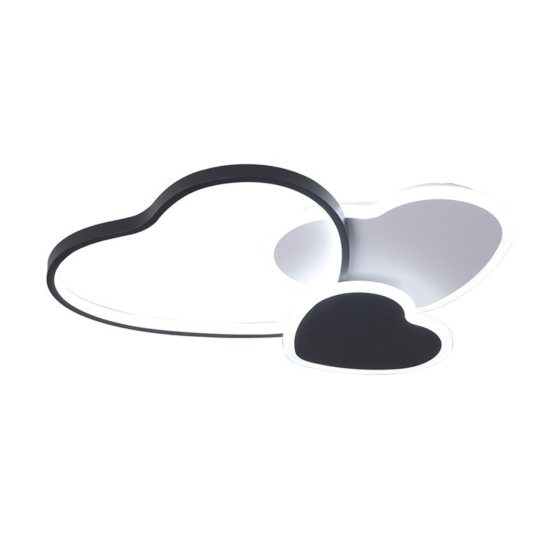 Multi Heart Ceiling Mounted Light Nordic Acrylic LED Black Flush Mount Lamp in Warm/White Light for Living Room