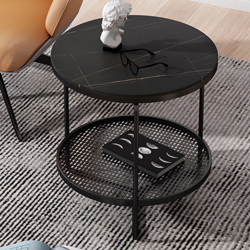 21"H Contemporary Cocktail Table Storage Round Coffee Cocktail Table