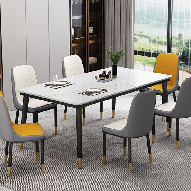 Industrial Style Home Sintered Stone Dining Table Rectangle Shape Table with 4 Legs Base