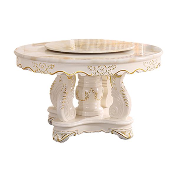 Table ronde victorienne en bois massif avec base de piédestal