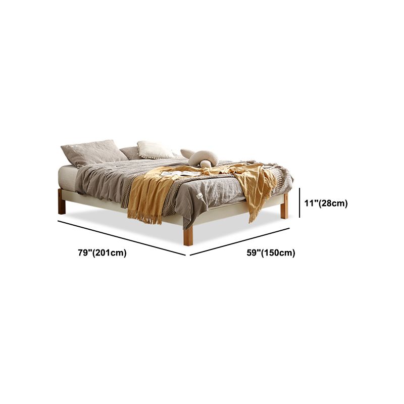 11.02" High Oak Standard Bed with Custom Gold Legs Brown Bed Without Headboard