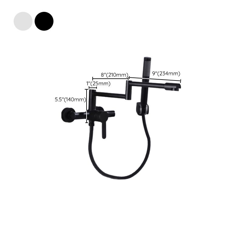 Wall Mounted Metal Tub Filler Low Arc Waterfall Bathroom Faucet with Hose