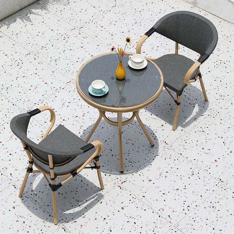 1/2/3/5 Pieces Bistro Table Set Gray Modern Patio Dining Table