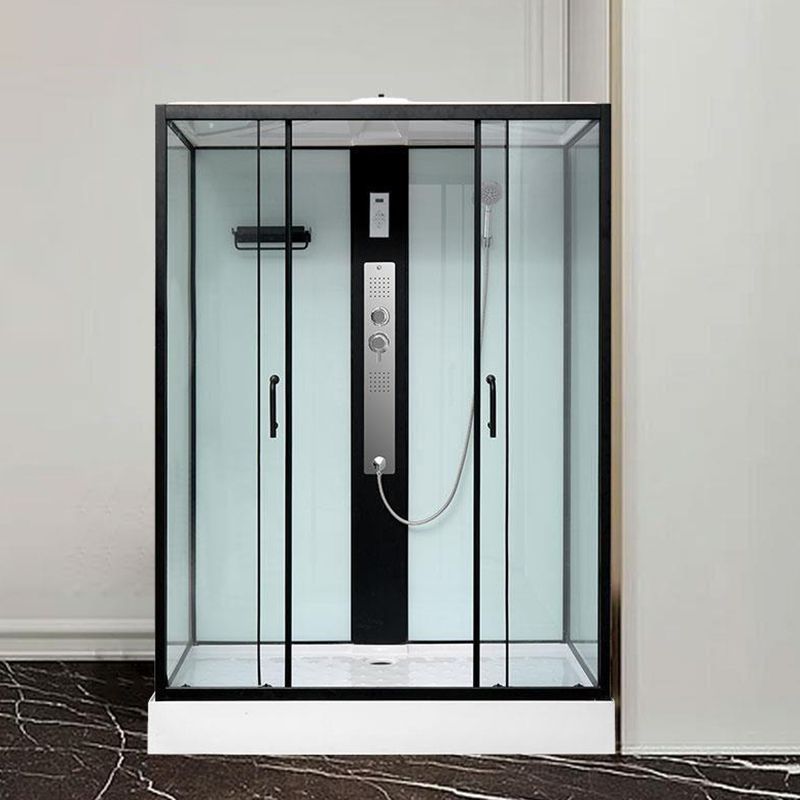 Framed Single Sliding Shower Stall Rectangle Frosted Shower Stall