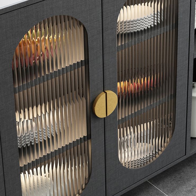 2-Drawer Engineered Wood Sideboard Glam Stone Countertop Credenza with Lamp for Restaurant