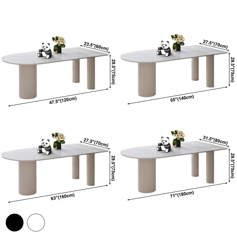 Solid Wood Modern Free Form Dining Table High Gloss White Sintered Stone Table for Dining Room