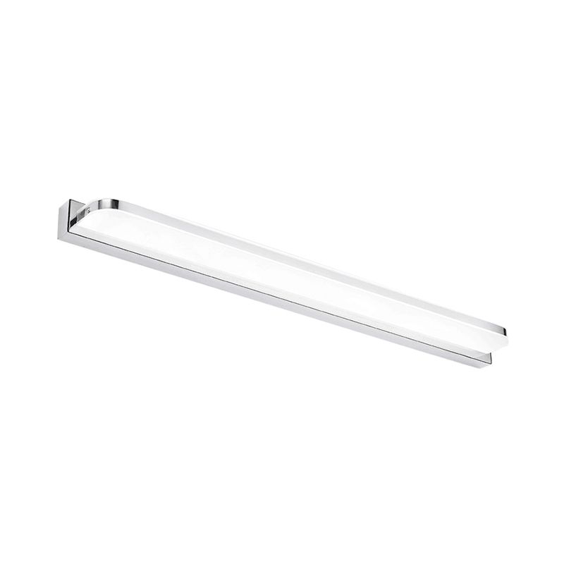 Vanité de paroi rectangulaire Lumière simple en acier inoxydable chromé 16,5 "/20,5" /24.5 "L LED Appiculture avec coin arrondi, lumière chaude / blanche