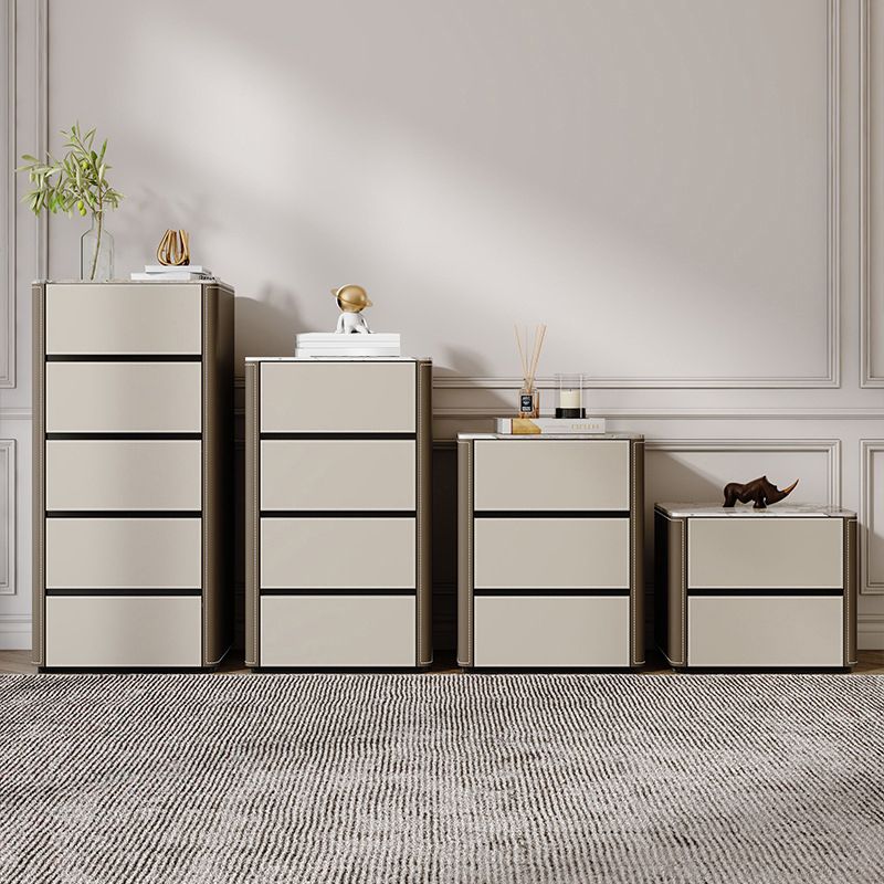 Contemporary Stone Storage Chest Bedroom Chest in White with Drawers