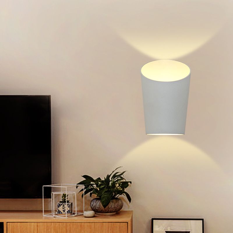 Minimalist Tube Metal Wall Lamp Integrated LED Sconce Lighting in White for Bedroom, Warm/White Lighting