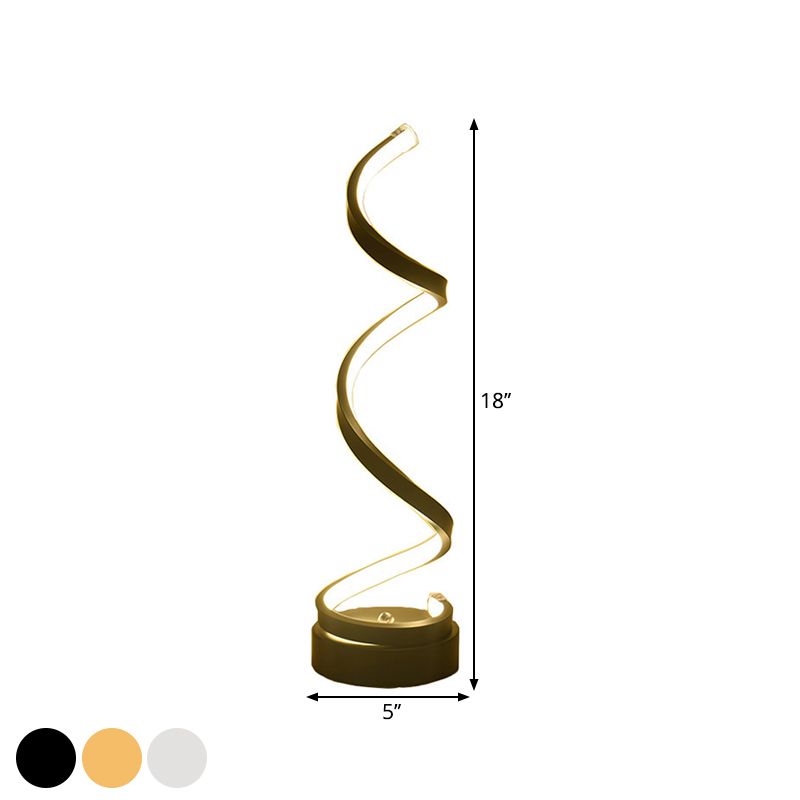 Lampada da tavolo in metallo a spirale Conastro Simplicità Black/White/Gold LED LED ASSIUTTURA CON Piedistallo cerchio in luce calda/bianca