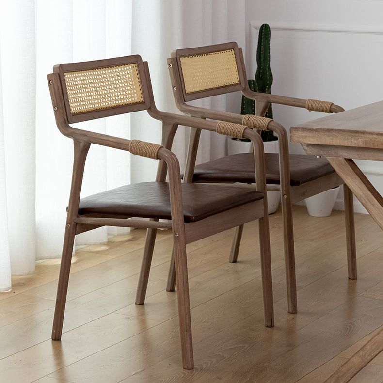 Traditional Style Rubberwood Chairs Kitchen Open Back Dining Side Chair