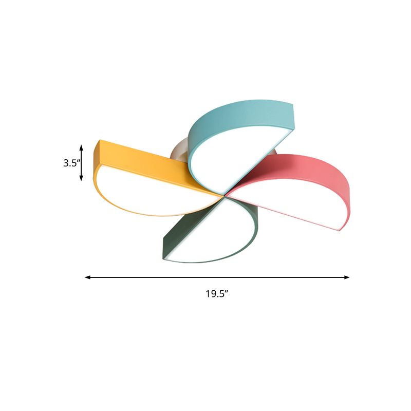 Metal Toy Windmill Ceiling Light Nursing Room Cartoon Multi-Color Flush Ceiling Light