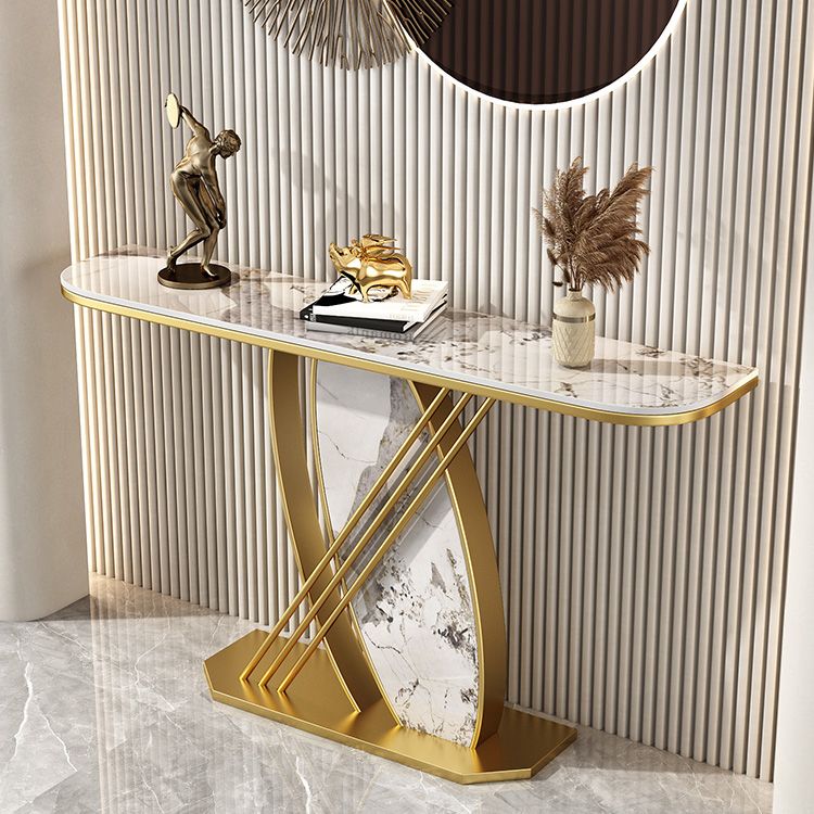 Contemporary Half Moon Console Accent Table Antique Finish Sofa Console Table