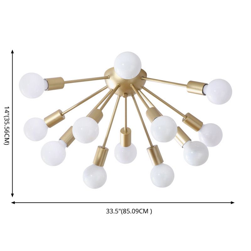 Éclairage de plafond Sputnik industriel Light Metal 12-Light Metal Semi Flush Lightture pour le salon