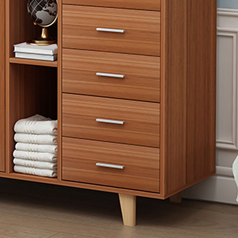 Rectangle Wood Accent Cabinet with 5 Drawers and Straight Legs Side Cabinet