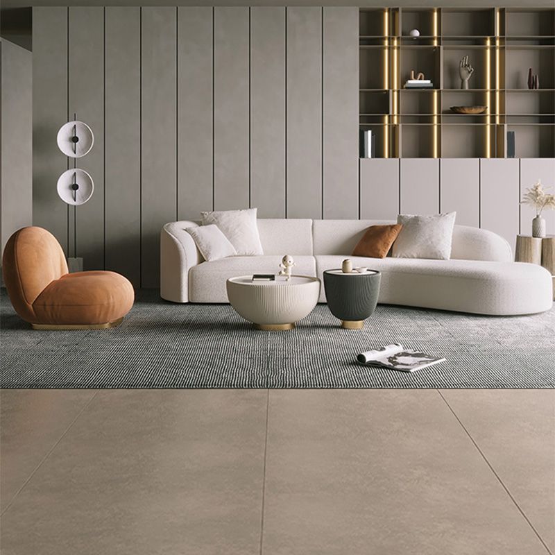 Scandinavian Tuxedo Arm Sofa with Chaise 27.56" H White Curved Sofa