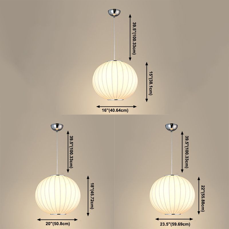 Pendante intérieure minimaliste, éclairage pendentif à 1 lumière en soie blanche pour restaurant