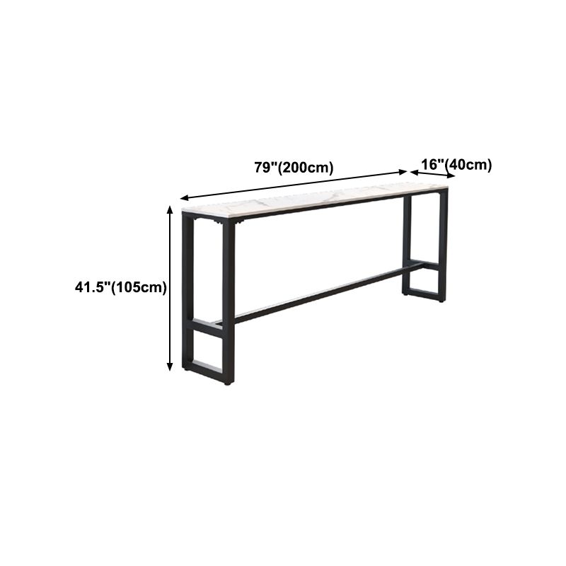 Industrial Black Iron Bar Table White Faux Marble Rectangle Top 41.3"H Bistro Table