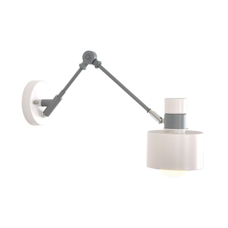 1 Glühbirnentrommelleuchte modernistische Metallwandbeleuchtung in Grau mit einstellbarem Arm