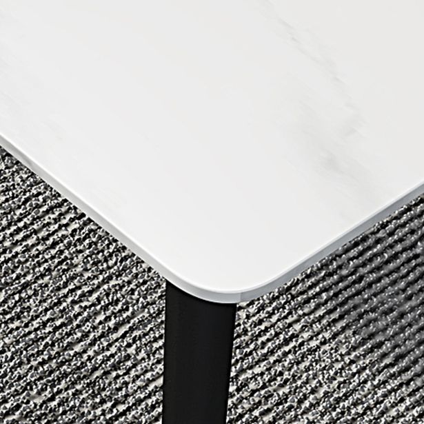 Mesa rectangular de piedra sinterizada industrial con base de acero al carbono negro de 4 patas para el hogar