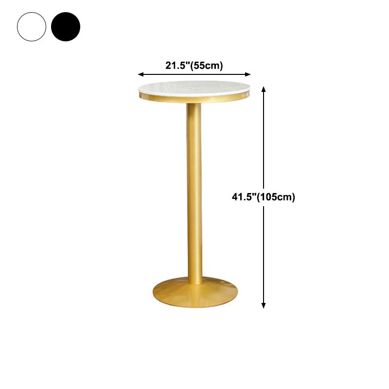 Table de la barre de fer en or de style glam marbre rond de bistrot de piédestal intérieur - 21,6 "W x 41,3" H