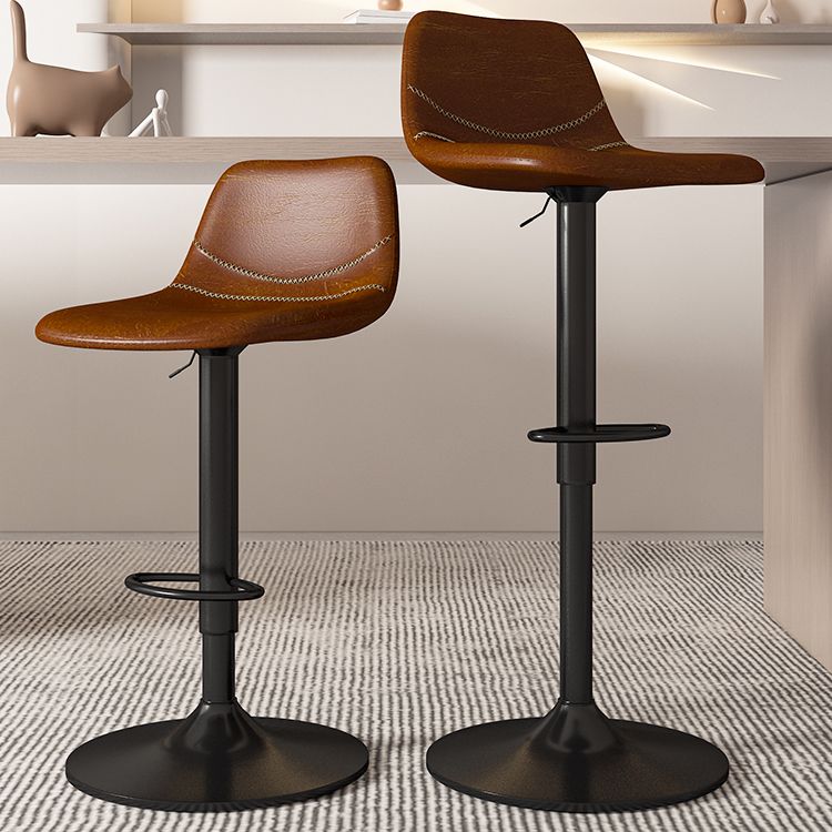 Contemporary Adjustable Height Swivel Armless Bar Stool with Metal Base