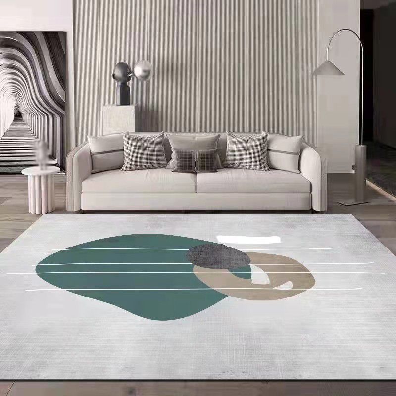 Dark Orange Color Block Rug Polyester Nordic Rug Washable Rug for Living Room