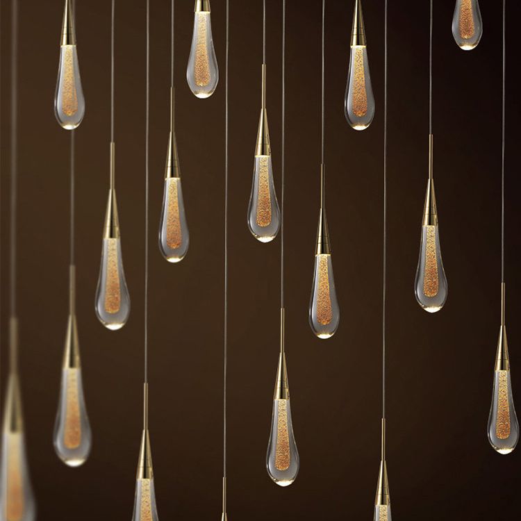 Droplet Multi plafond Light Contemporary Crystal Cluster Pendant Light avec cordon suspendu pour restaurant