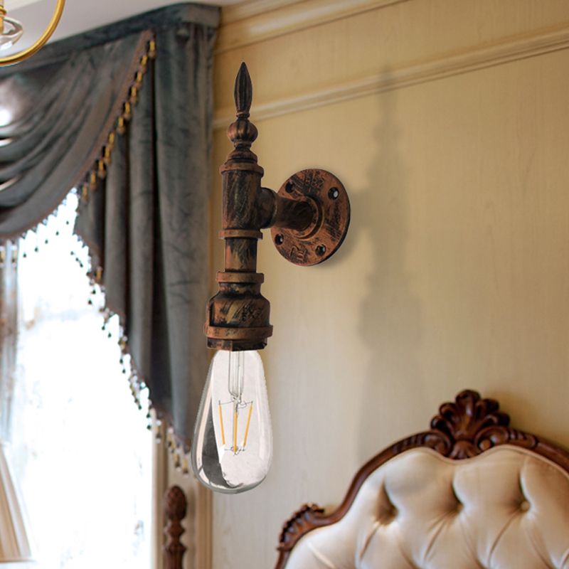Éclairage mural de chambre à coucher exposée Style industriel Iron 1 Bulbe Bronze / Rust Mur Sconce Lampe avec tuyau