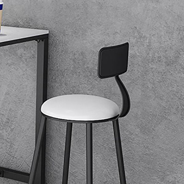 Glam Faux Leather Dining Stools Upholstered Bar Stools with Footrest