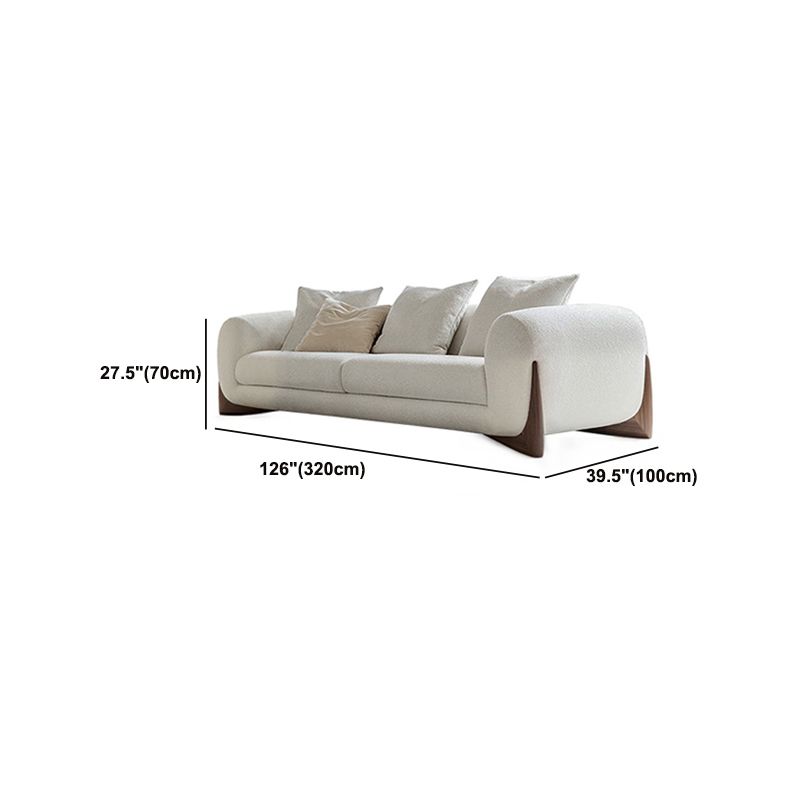 White Tuxedo Arm Sofa Modern 27.16" High Sofa with Wood Accents