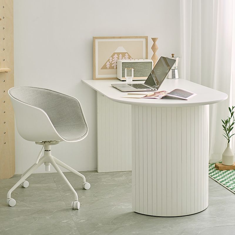 White Dinette Table with Pine Wood Base Modern Free Form Dining Table