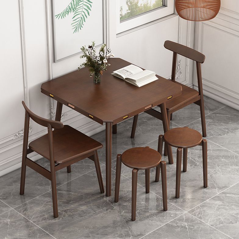 Table à manger ronde contemporaine table en bois massif en caoutchouc avec 4 jambes pour salle à manger